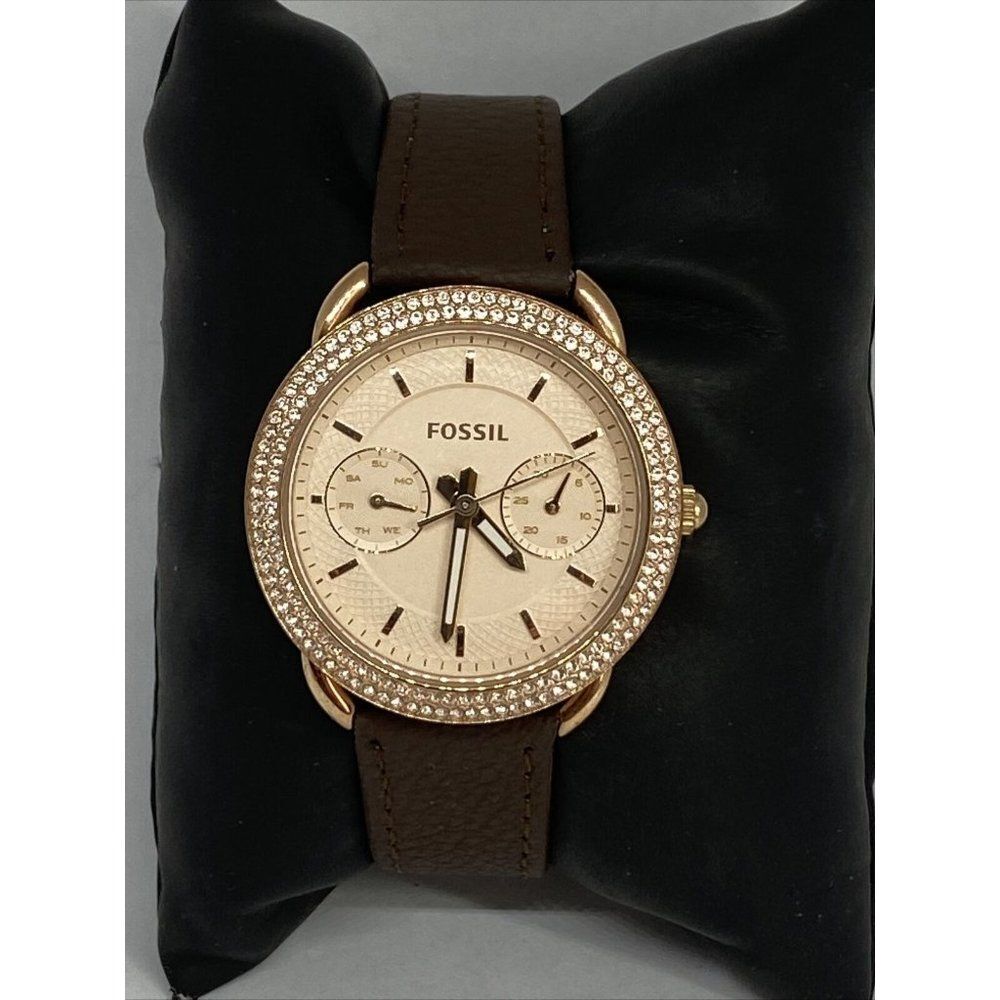 Fossil Tailor ES4055 Women's Brown Leather Rose Go